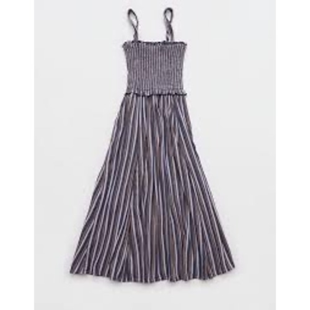 Aerieβ At The Barre Smocked Dress Purple Orange Stripe XL New With Tags